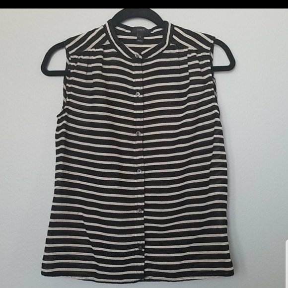 J. Crew Summer Cotton striped sleeveless cotton top size 0 - Picture 3 of 8